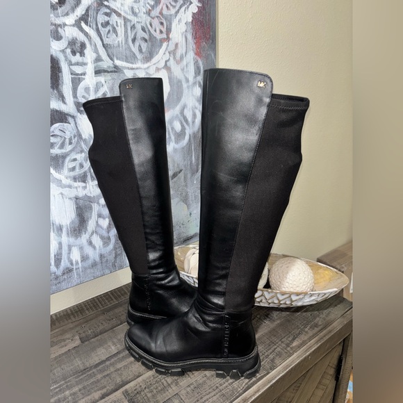 MICHAEL KORS BLACK LEATHER RIDLEY OVER THE KNEE BOOTS SZ 8 - Picture 15 of 15